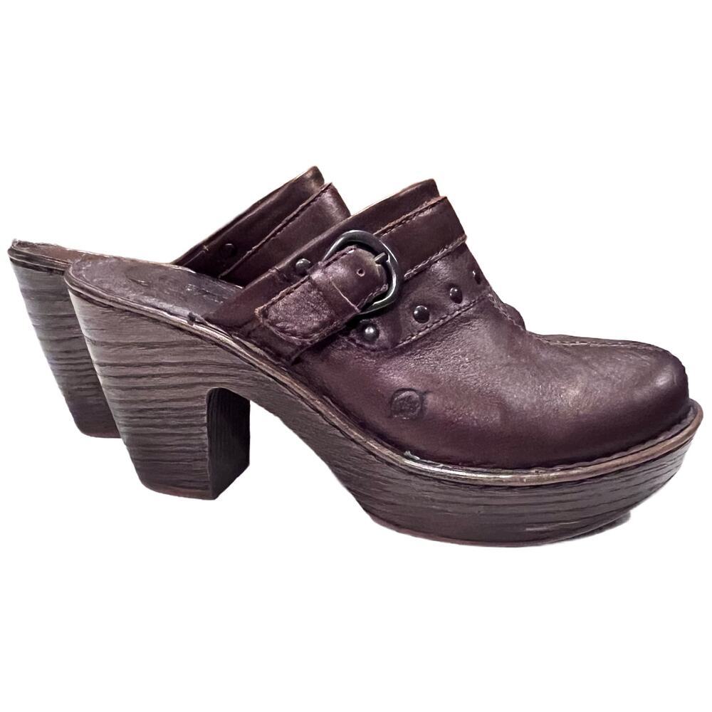 BORN Brown Studded Clogs Size 39 | 8 MW